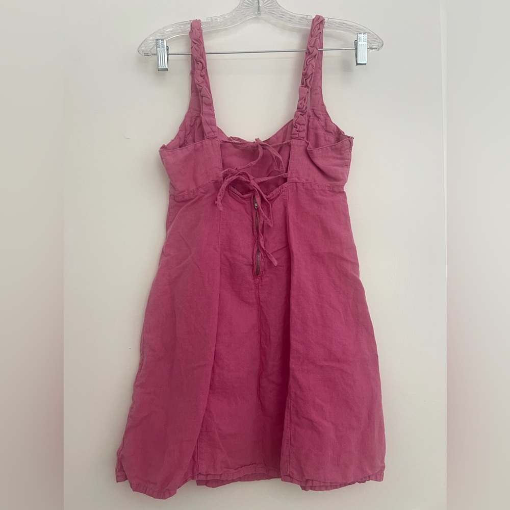 Zara Bright Pink Sleeveless Tie-Front Linen Top